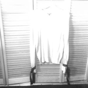 Jcrew beige sweater with black wrist tie